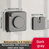 Dark gray retractable stainless steel wire rope clothesline with a hook for indoor or outdoor use