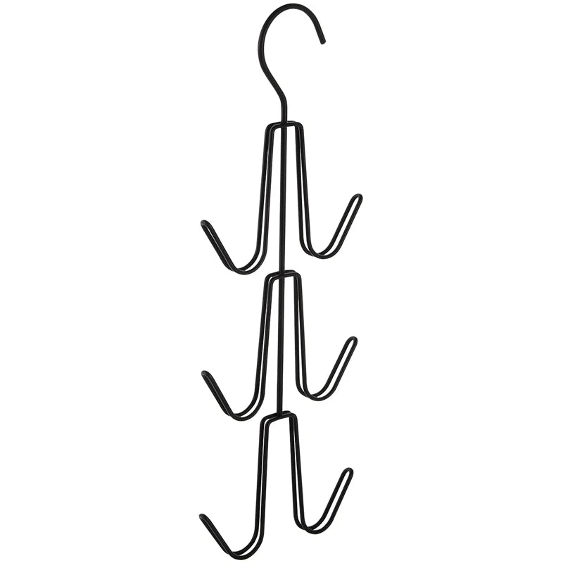 Black multi-layer storage hanger bag organizer with multiple hooks