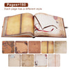 An open DIY travel photo album showing 180 pages, each with a different style of paper and design.