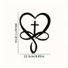 Black metal cross heart shape wall art decor with dimensions 30cm by 22.5cm