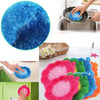 Various colored non-stick acrylic dish towels being used for kitchen cleaning and scrubbing.