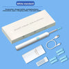 A white smart visual ear cleaner kit including a device, charging cables, and various silicone ear cleaning covers.