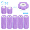 Purple disposable toilet brush refills with long handles and wall mounts shown in various sizes