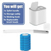 Kit de nettoyage pour brosse de toilette jetable, avec divers outils et têtes de brosses, présenté en boîte et démonté.