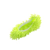 Bright lime green dust-absorbing slippers with white interior lining