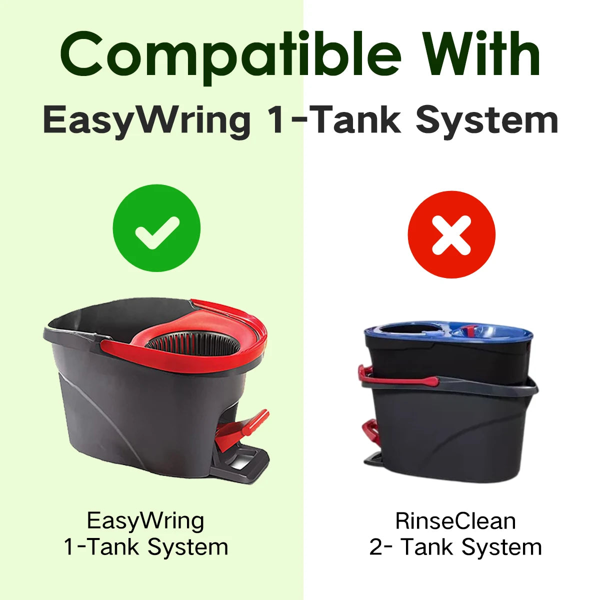 Vergleich der Wischaufsätze für das EasyWring 1-Tank-System und das RinseClean 2-Tank-System.