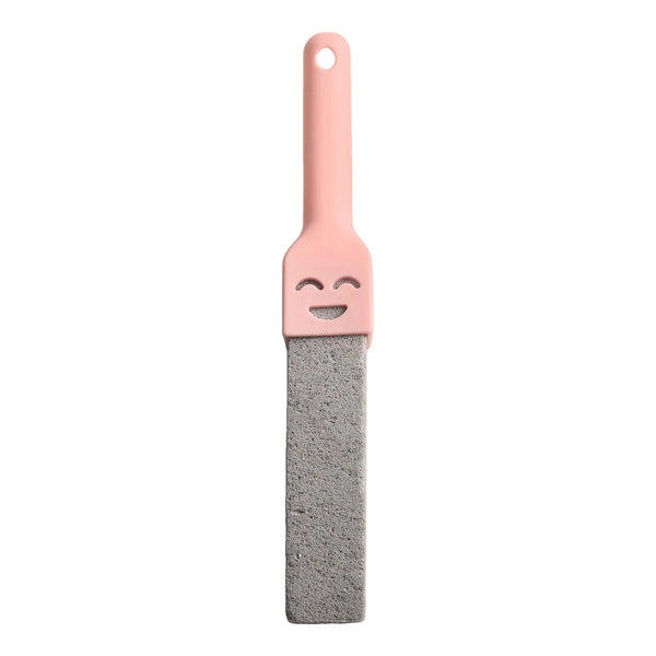 Natural pumice toilet cleaning brush with a pink handle and gray bristles