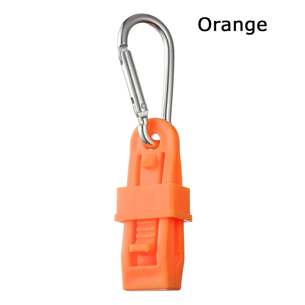 Orange durable glove clip with an ergonomic buckle for work safety