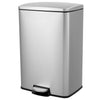 A modern stainless steel pedal trash bin with a silver finish.