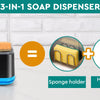 Kit distributeur de savon 3-en-1 : dispositif noir avec support de sponge, bouteille de liquide vaisselle et bouteille de liq