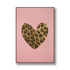 Rosa Leinwandkunst mit Herzform und Leoparden-Cheetah-Muster