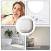 A portable UV electric toothbrush cleaner device is shown in various contexts, including a woman using it and its placement n