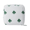 White nylon storage pouch with a repeating pattern of green cacti.