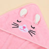 Rosa Baby-Badetuch und Wickelset mit niedlichem Katzengesicht-Design und weißen Ohren