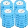 A set of blue disappearing toilet brushes with long handles.