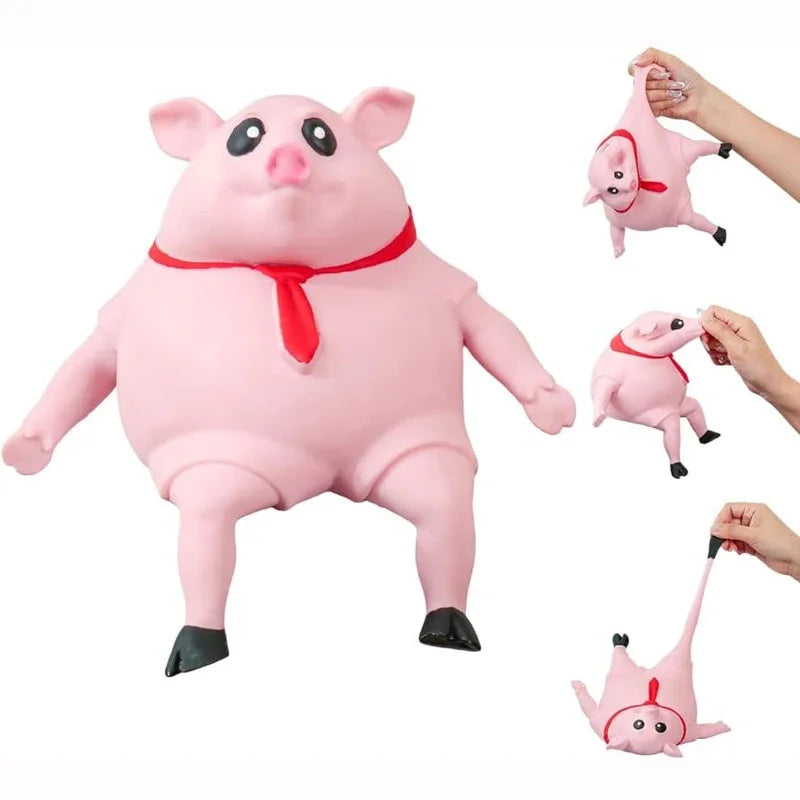Pink disposable nitrile gloves shaped like pigs for household and beauty use