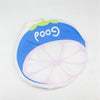 A reusable fruit shower cap featuring a blue background with the word Good and a pink citrus slice design.