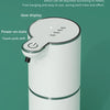 Dispensador de jabón blanco recargable automático con tapa transparente y ajustes de engranajes.
