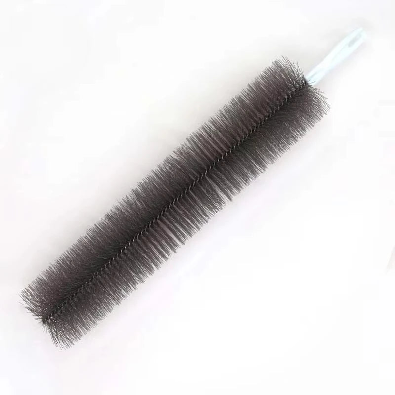 A black multifunctional fan and blind cleaning brush with a white handle.