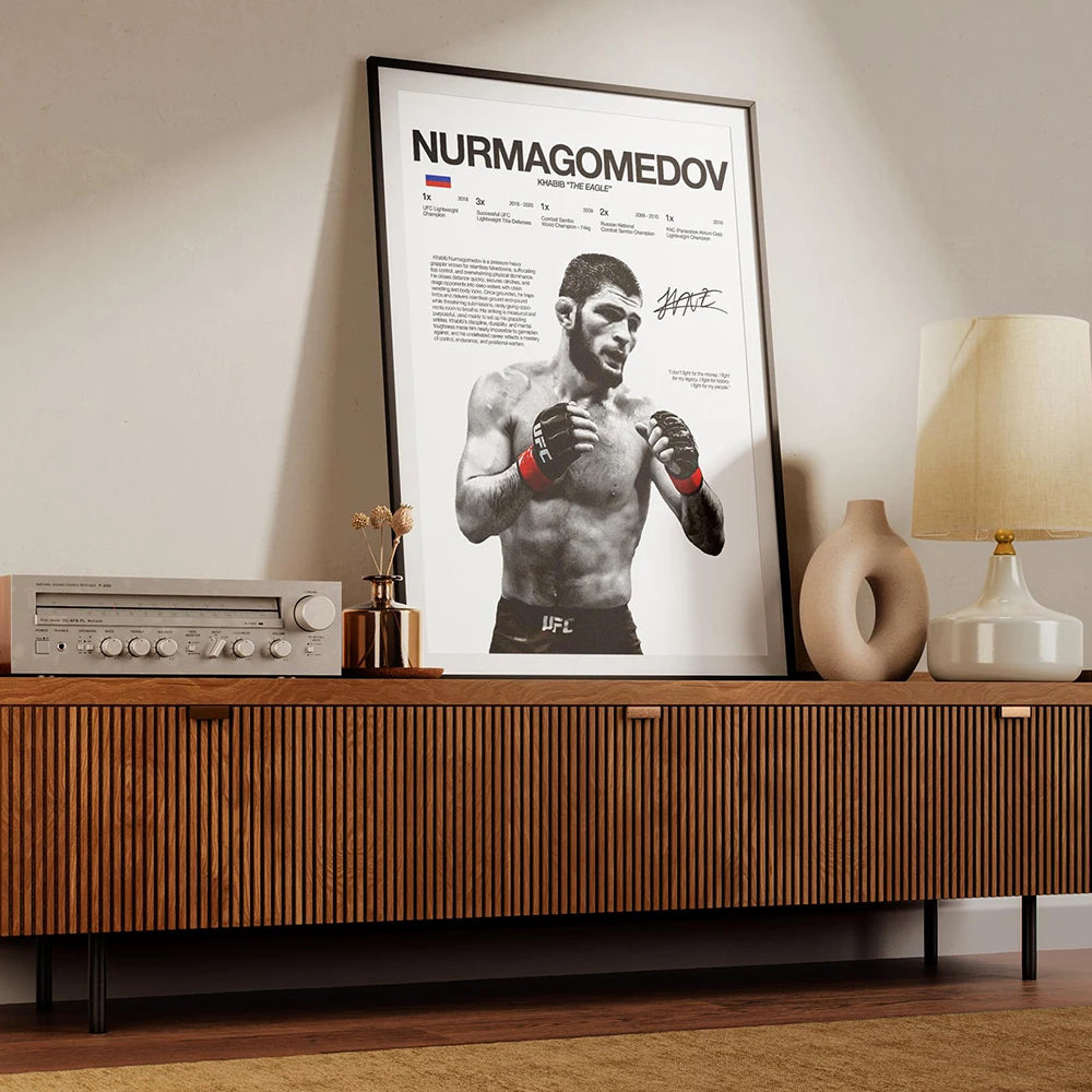 A framed canvas art print featuring a portrait of the UFC fighter champion Normagomedov.