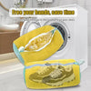Yellow mesh shoe wash bag with a zipper simulating hand washing for cleaning shoes