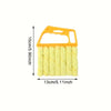 Yellow detachable window blind cleaning brush with a handle and bristled cleaning fibers