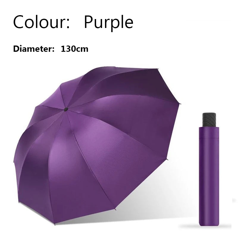 A purple extra large windproof folding umbrella shown against a white background.