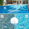 Diagram showing the use of filter balls before and after use for an eco-friendly pool filter