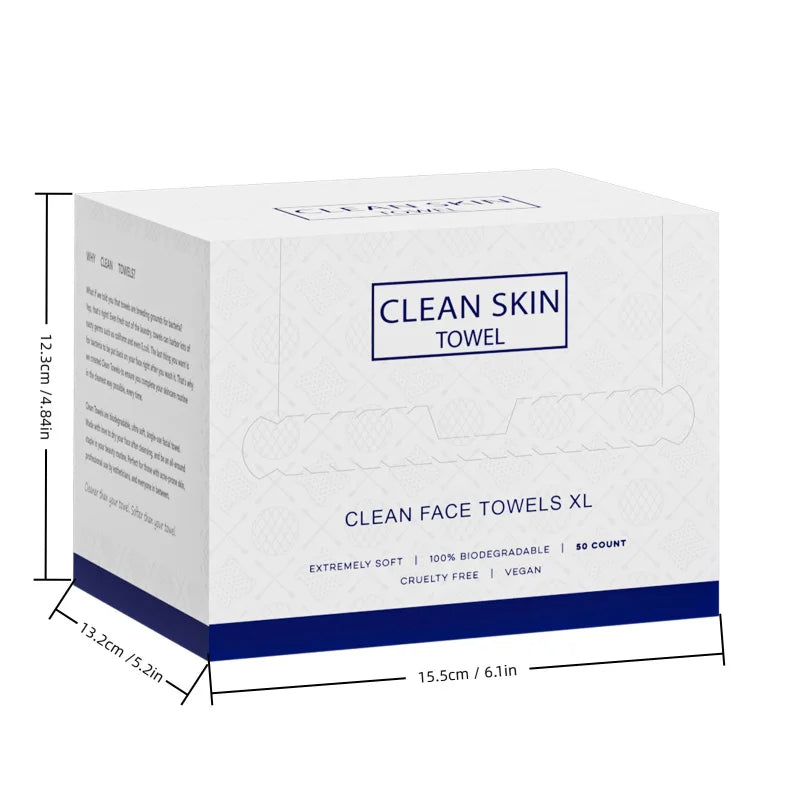 Box of Clean Skin Towels, which are clean face towels, extremely soft, biodegradable, and vegan.