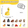 A set of 50 small animal figurines in various designs, including a giraffe, monkey, bear, and others.
