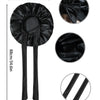 Black silky satin sleep bonnet with a wide ruffle and long ties