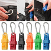 A collection of durable glove clips in various colors including yellow, red, black, orange, green, and blue.