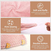 Pink waffle weave microfiber hair drying towel wrap with firm sewing and a double button