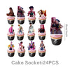 A set of 24 K-Pop themed cake sockets featuring various female characters in colorful outfits.
