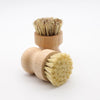 A set of two bamboo dish scrub brushes with sisal bristles, shown against a white background.