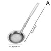 Stainless steel fat skimmer strainer with a handle shown in profile view.