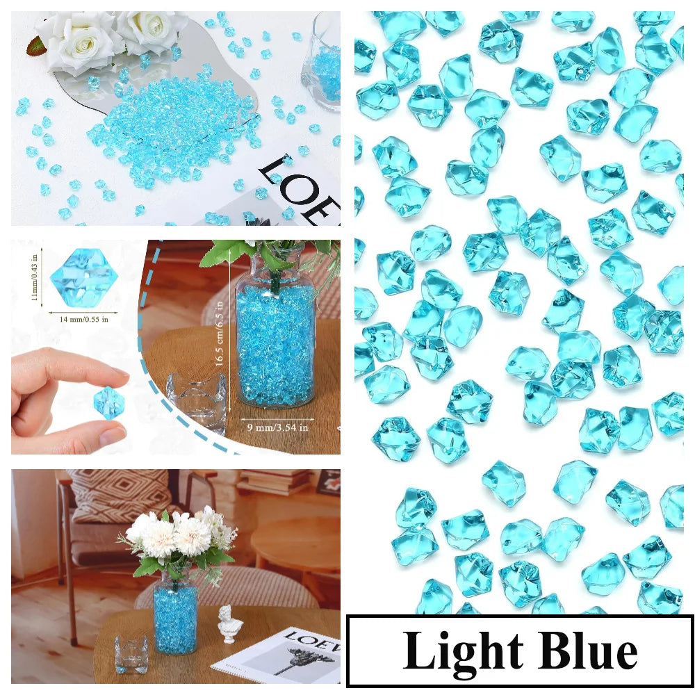 Rocas de hielo triturado de acrílico azul claro para decoración y relleno