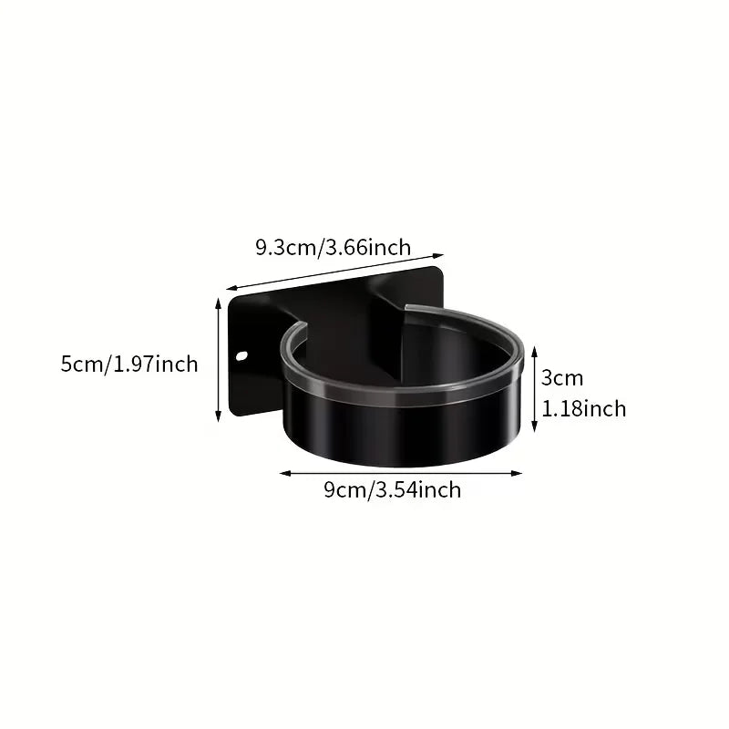 Étagère murale noire pour sèche-cheveux, dimensions 9.3 cm/3.66 po et 5 cm/1.97 po.