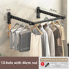 Black wall-mounted clothes drying rack with a 40cm rod and 10 holes for dual-use installation