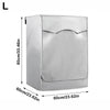 Silver Oxford washing machine cover with a roll edge detail.