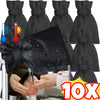 Black outdoor faucet cover designed for winter freeze protection, shown being used on a faucet.