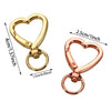 Gold and rose gold heart-shaped spring hook keychain set with measurement lines