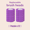 Un jeu de douze têtes de brosse violettes remplaçables pour un kit de nettoyage de brosse à toilette jetable montée sur mur