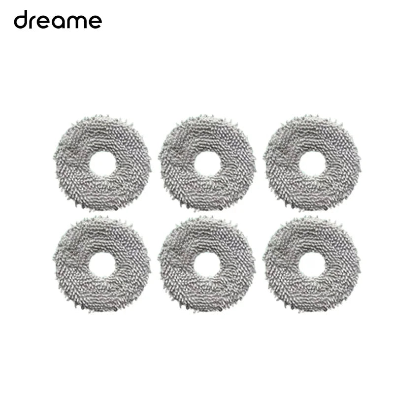 A set of replacement parts for a Dreame robot vacuum, showing various circular brush components.