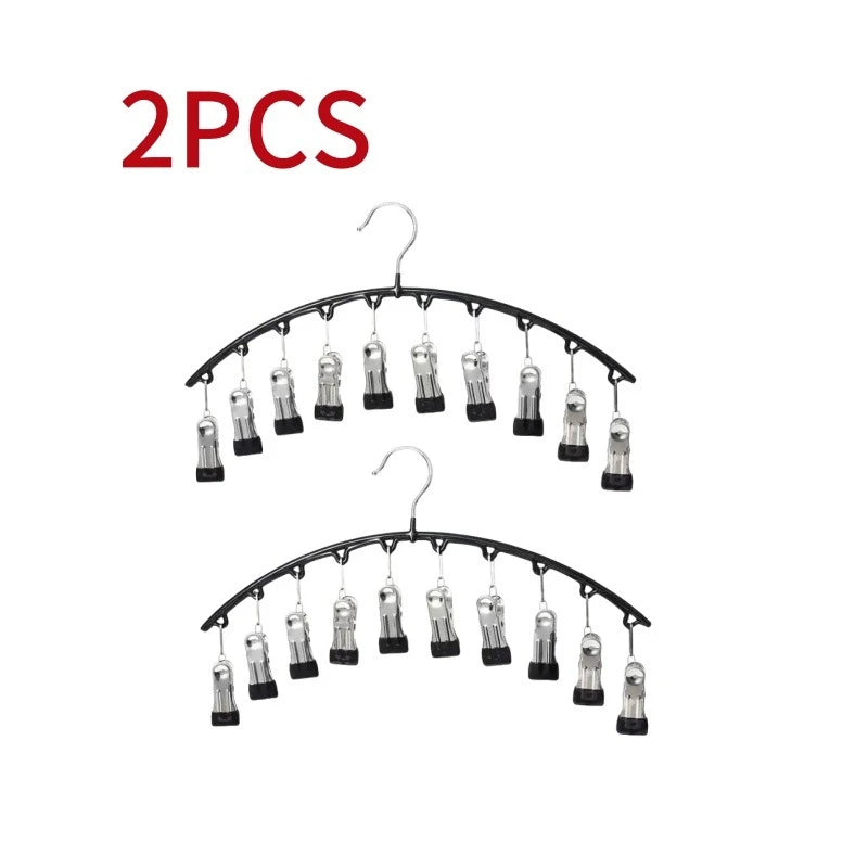 Zwei Sets gebogener Kleiderhaken mit Mehrzweckclips zum Aufhängen von Kleidung und Accessoires