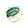A decorative leaf-shaped soap dish with a green and gold finish, measuring 13cm long.