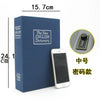 A dark blue box containing a New English Dictionary and a smartphone with a combination lock.