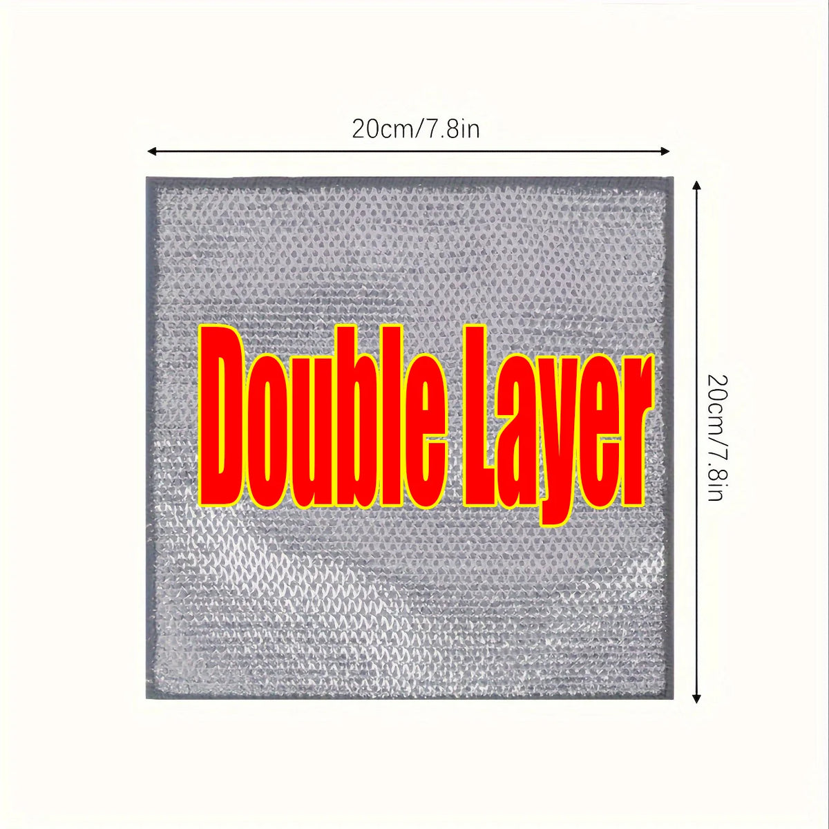 Rechteckiges graues Reinigungstuch mit der Aufschrift Double Layer.