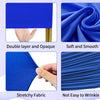 A blue stretchy fabric arch backdrop shown in various textures and features like double layer, soft touch, good lock-stitchin