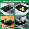 A set of multifunctional kitchen mats including a dish drying mat, a place for fruits or vegetables, a heat-resistant mat, an